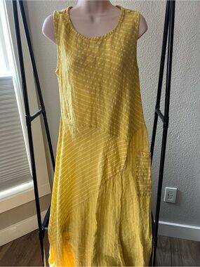 Sleeveless Yellow Striped Maxi Summer Dress